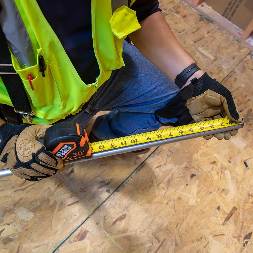 Klein Tools 9230 Tape Measure, Heavy-Duty Measuring Tape with 30-Foot Double-Hook Double-Sided Nylon Reinforced Blade, with Metal Belt Clip