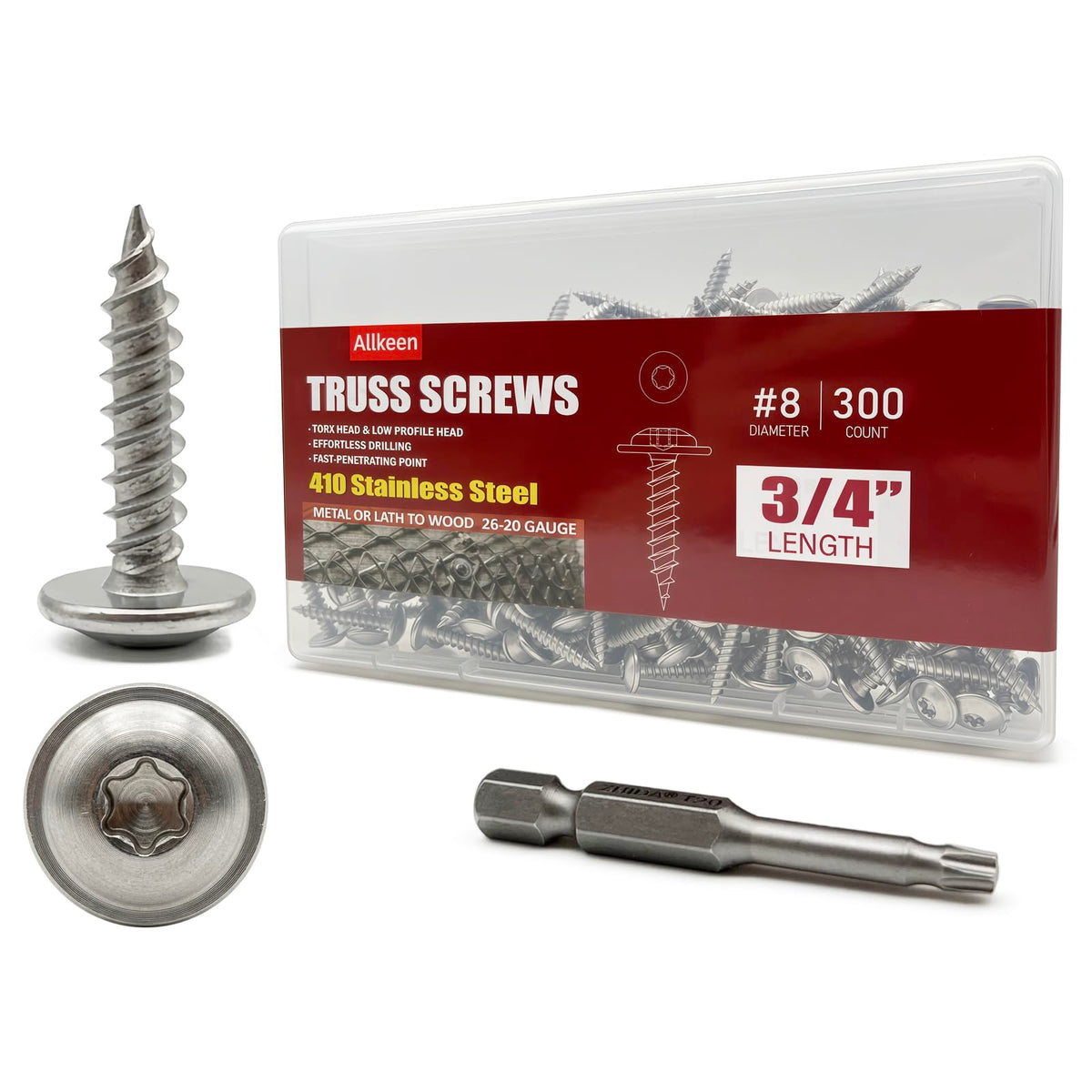 T20 Torx Wood Screws in 410 Stainless Steel