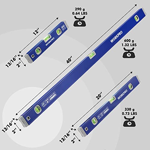 3-Piece Aluminum Spirit Level Set with Carrying Bag