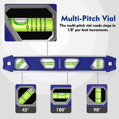 12-Inch Magnetic Torpedo Level with 4 Vials