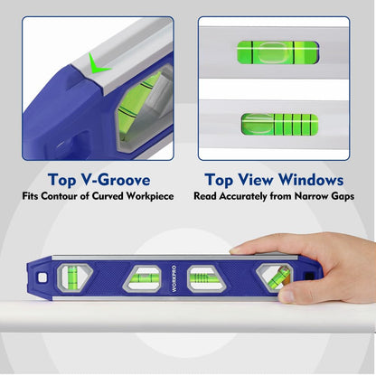 12-Inch Magnetic Torpedo Level with 4 Vials