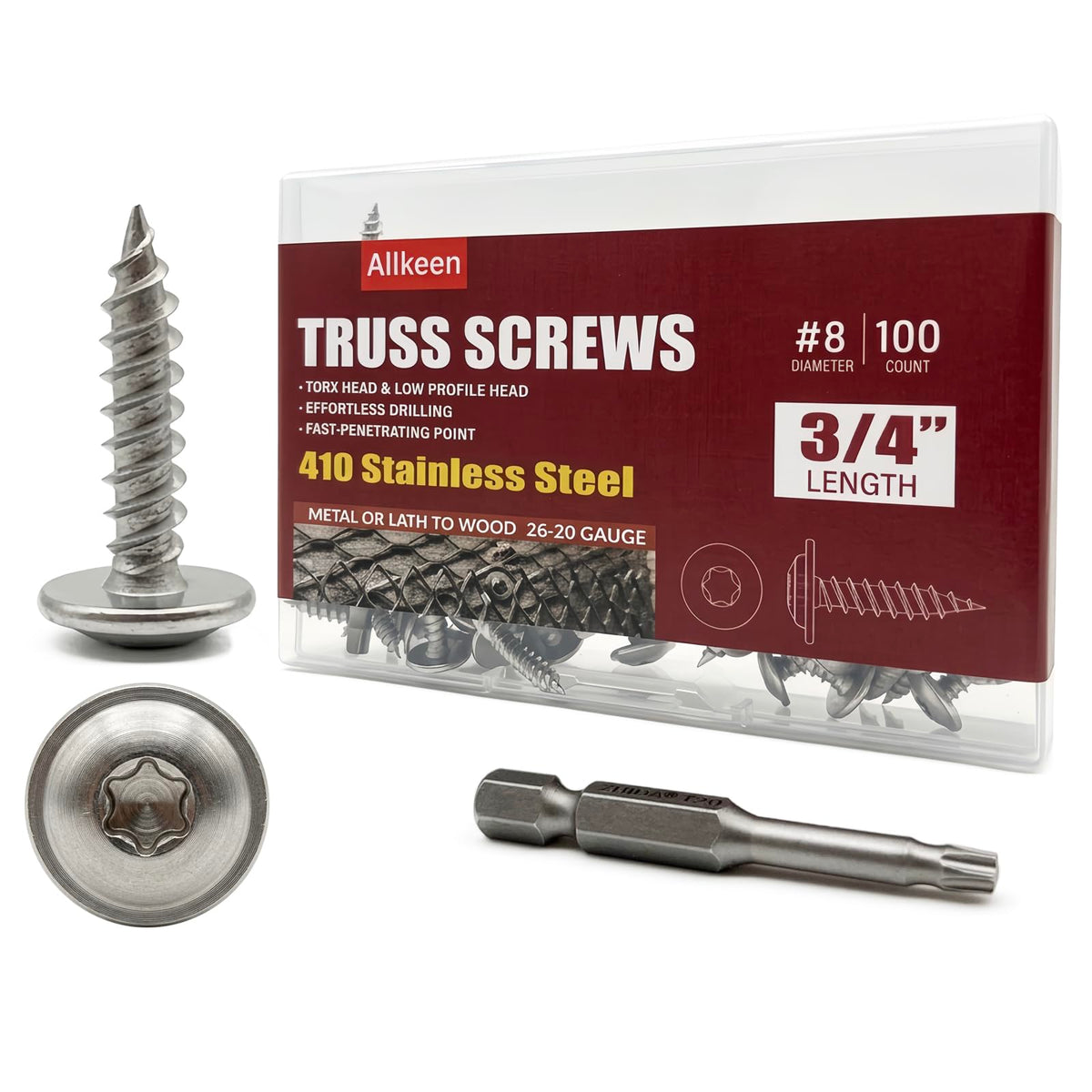 T20 Torx Wood Screws in 410 Stainless Steel