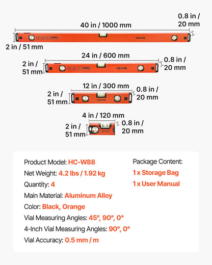 Magnetic Torpedo Level with Aluminum Alloy Body
