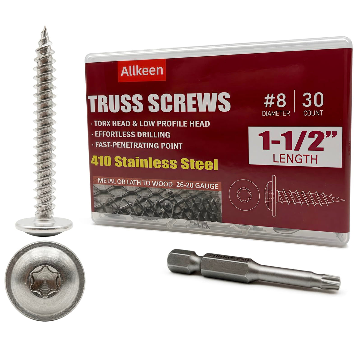 T20 Torx Wood Screws in 410 Stainless Steel