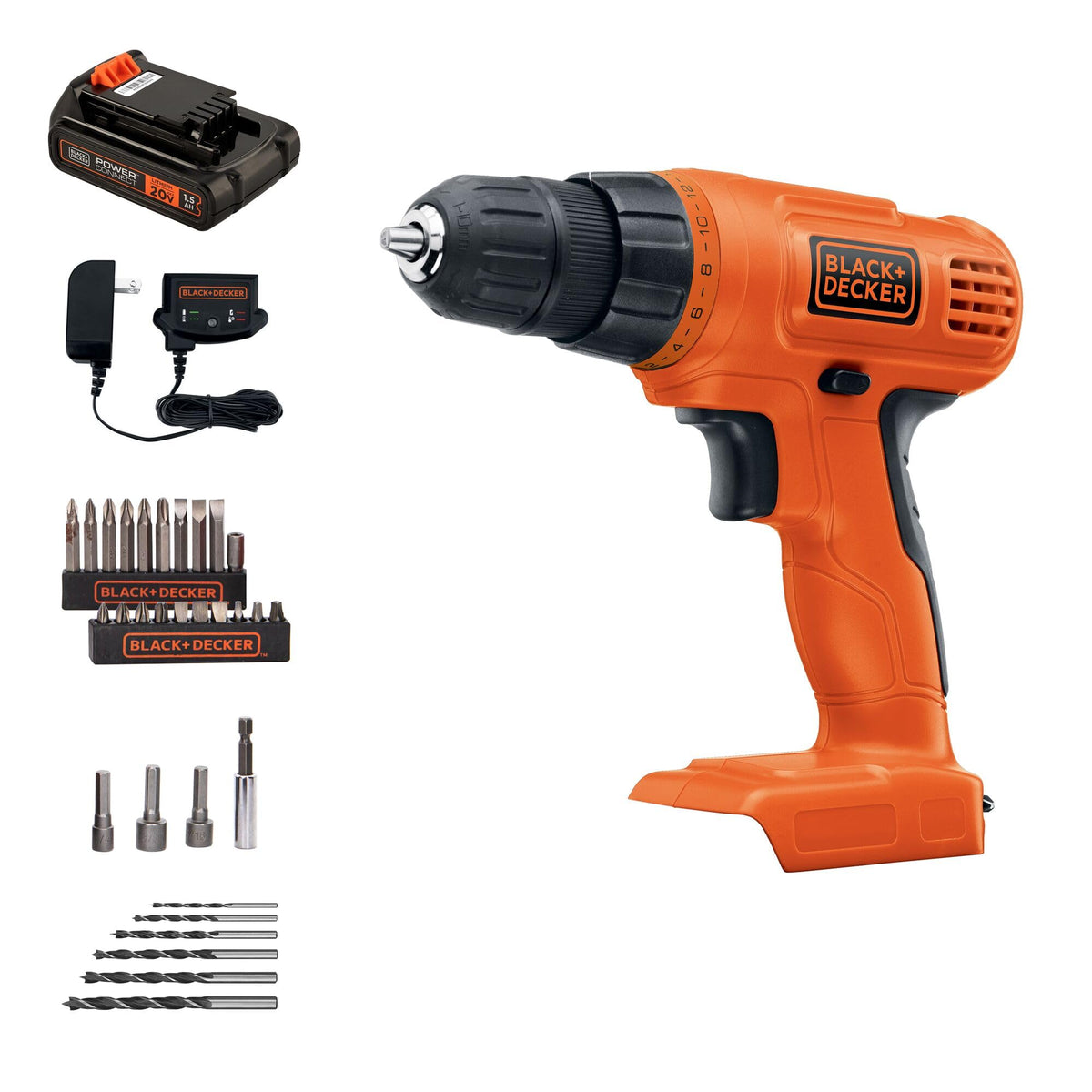 BLACK+DECKER 20V MAX Cordless Drill – 30-Piece Kit