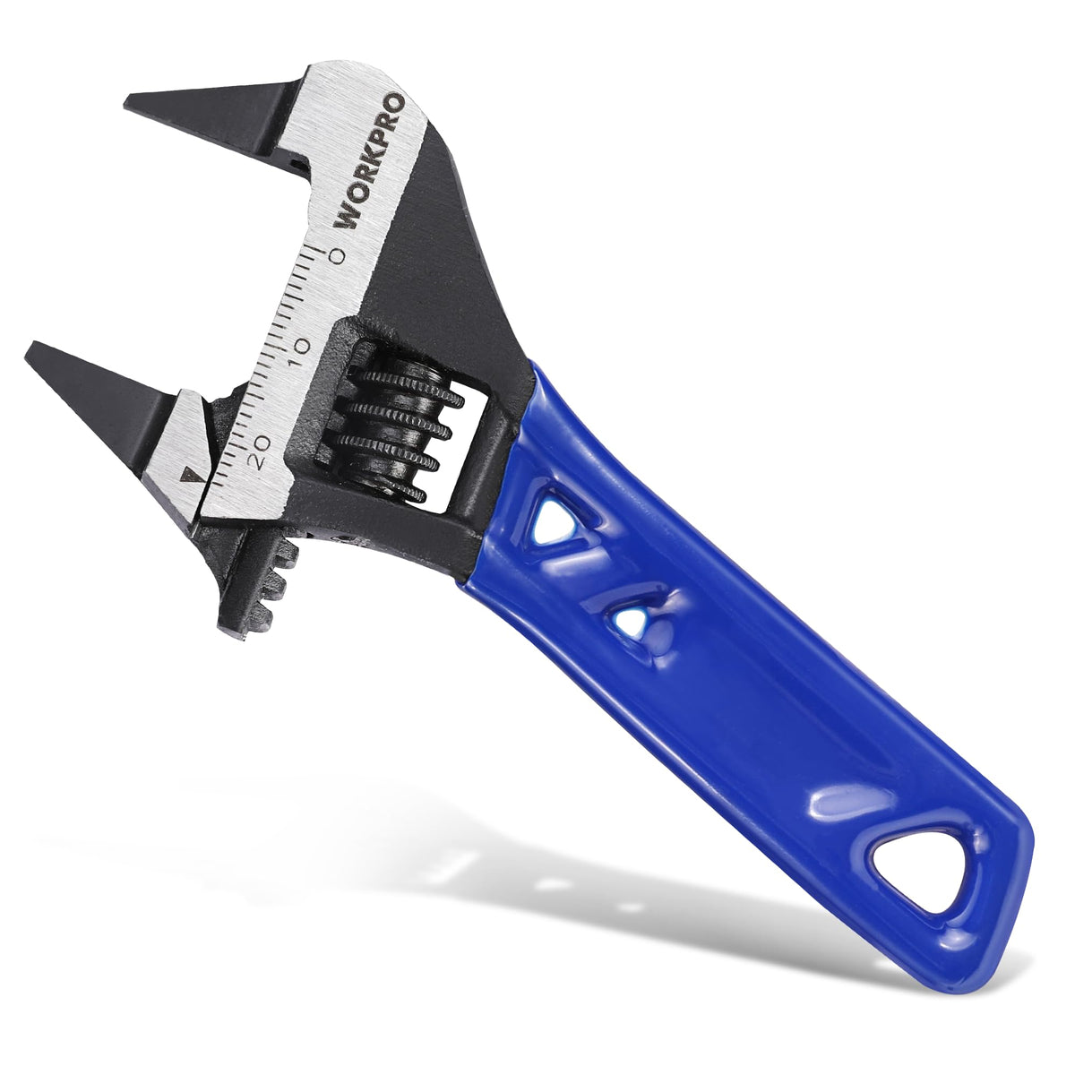 Stubby Adjustable Wrench with Wide Jaw Opening