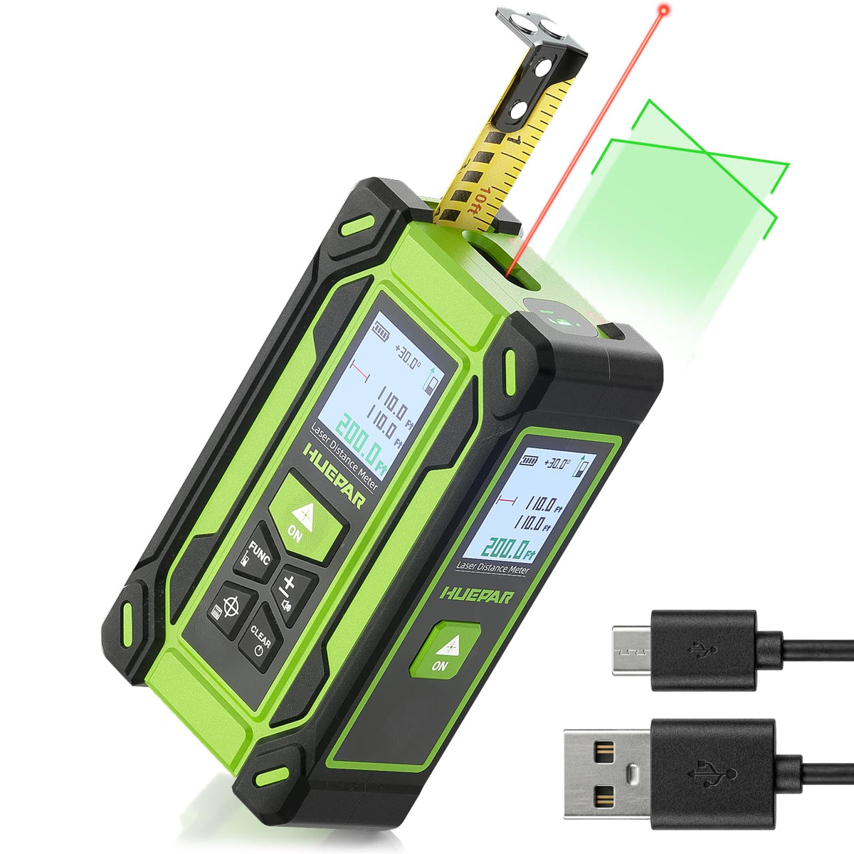 4-in-1 Digital Laser Tape Measure with Dual Display