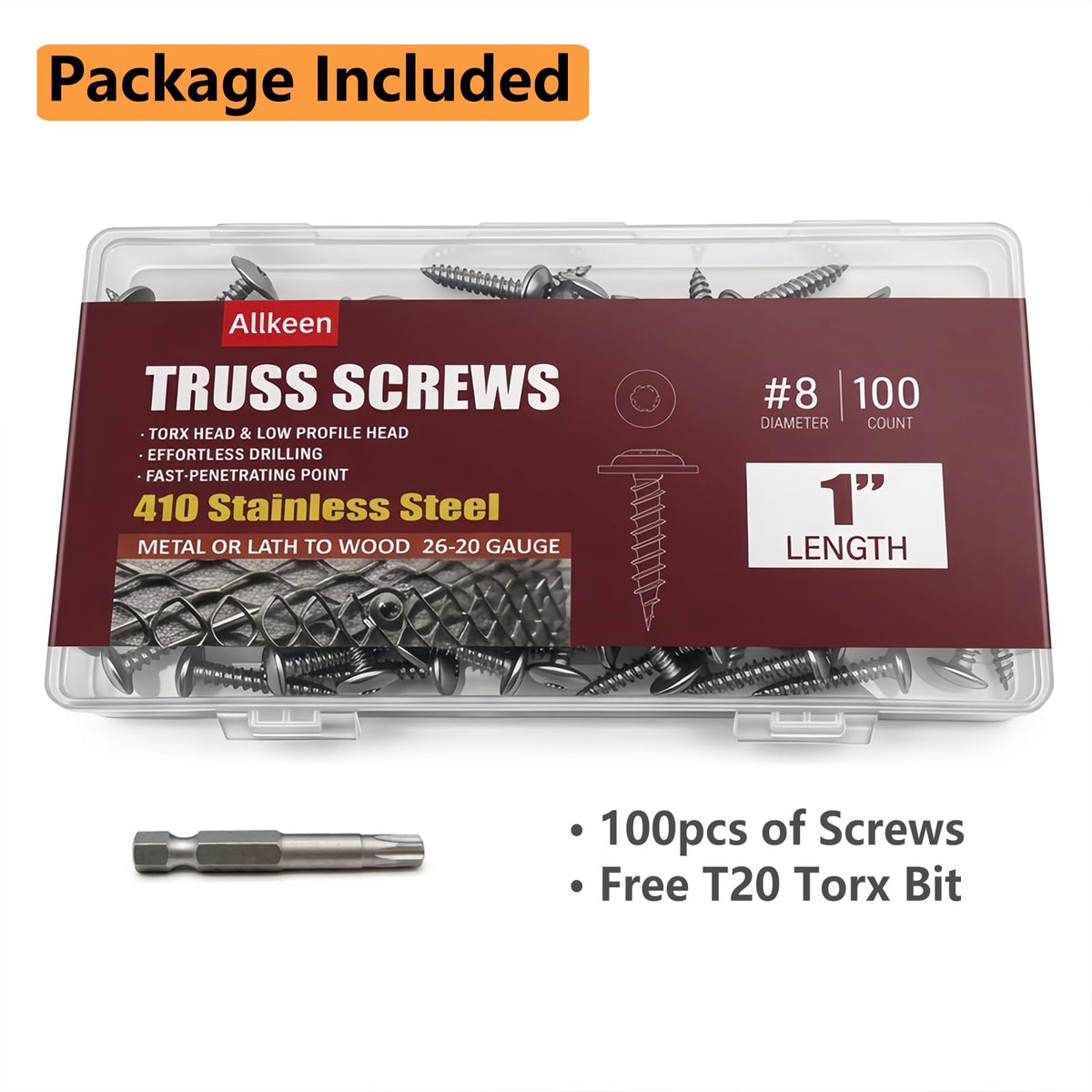 T20 Torx Wood Screws in 410 Stainless Steel