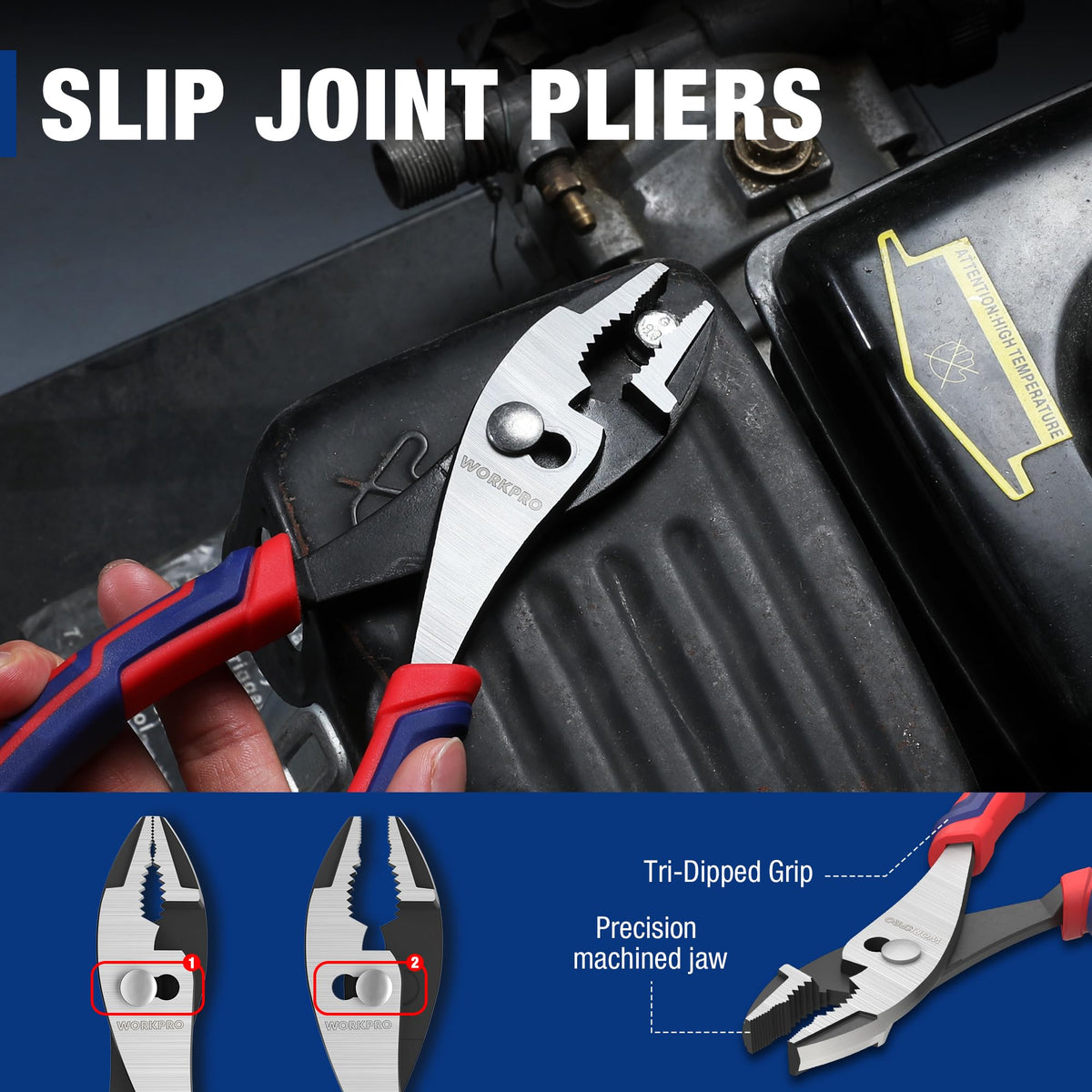 Slip Joint Pliers with Soft Grip and Serrated Jaw