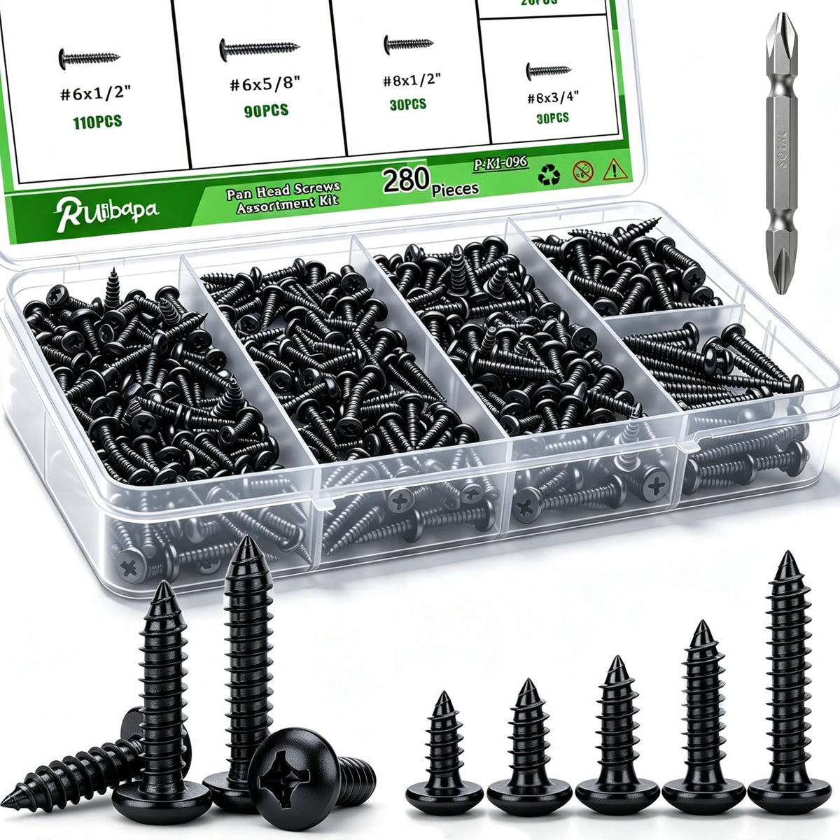 Ruibapa Wood Screws Assortment Kit – Multi-Size Set