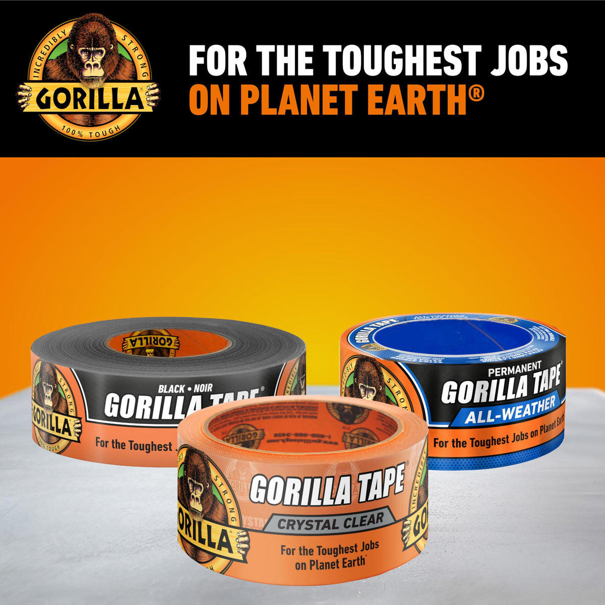 Gorilla Crystal Clear Tape – Weather Resistant 6-Pack