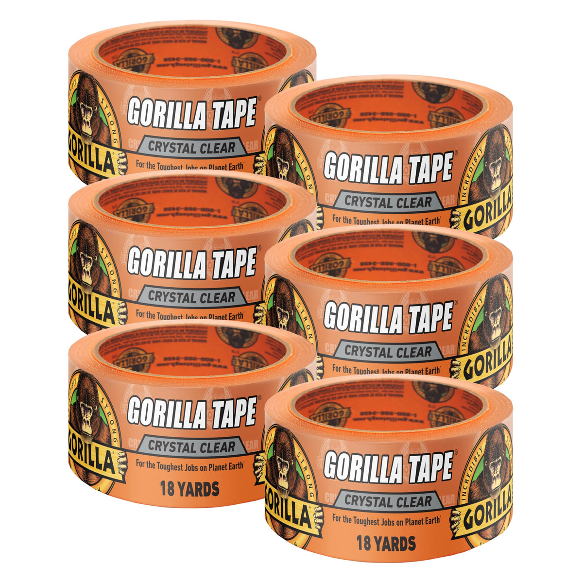 Gorilla Crystal Clear Tape – Weather Resistant 6-Pack