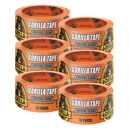 Gorilla Crystal Clear Tape – Weather Resistant 6-Pack